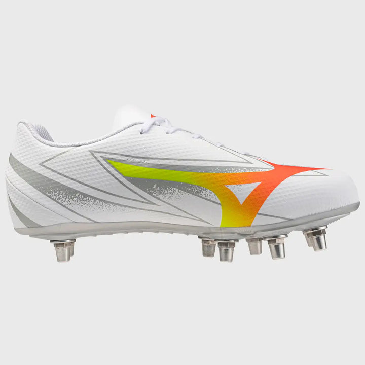 Mizuno Waitangi Pro Rugby Boots White/Lava Orange - Rugbystuff.com