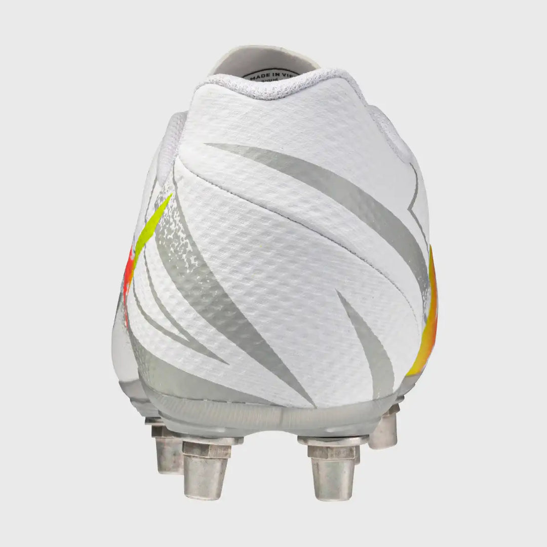 Mizuno Waitangi Pro Rugby Boots White/Lava Orange - Rugbystuff.com