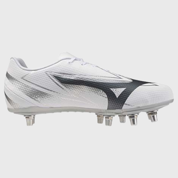 Mizuno Waitangi Pro Rugby Boots White/Metallic Grey - Rugbystuff.com