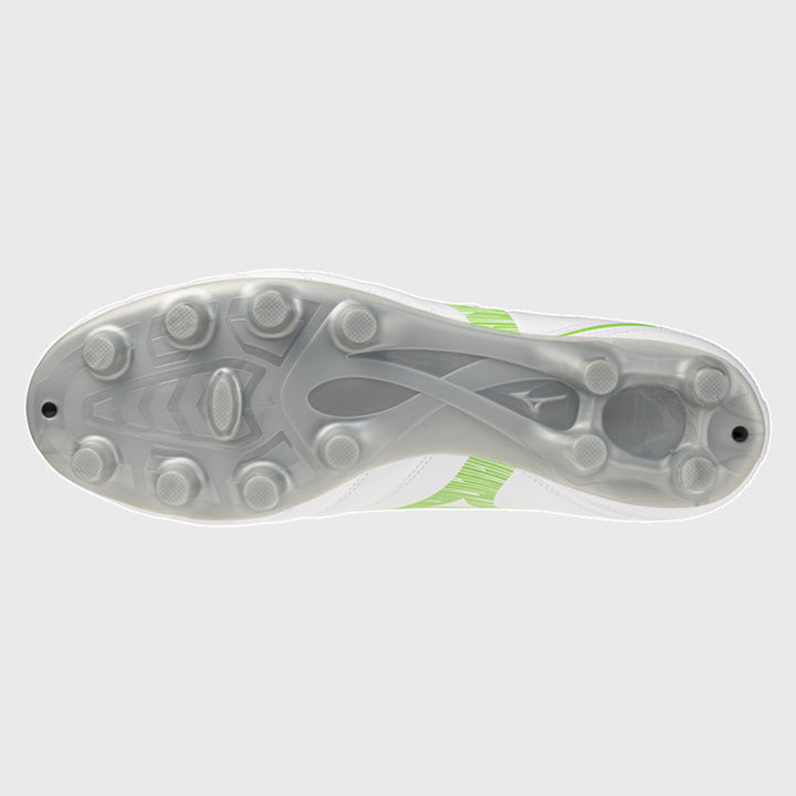 Mizuno Monarcida Neo III Select MD Rugby Boots White/Neon Green - Rugbystuff.com