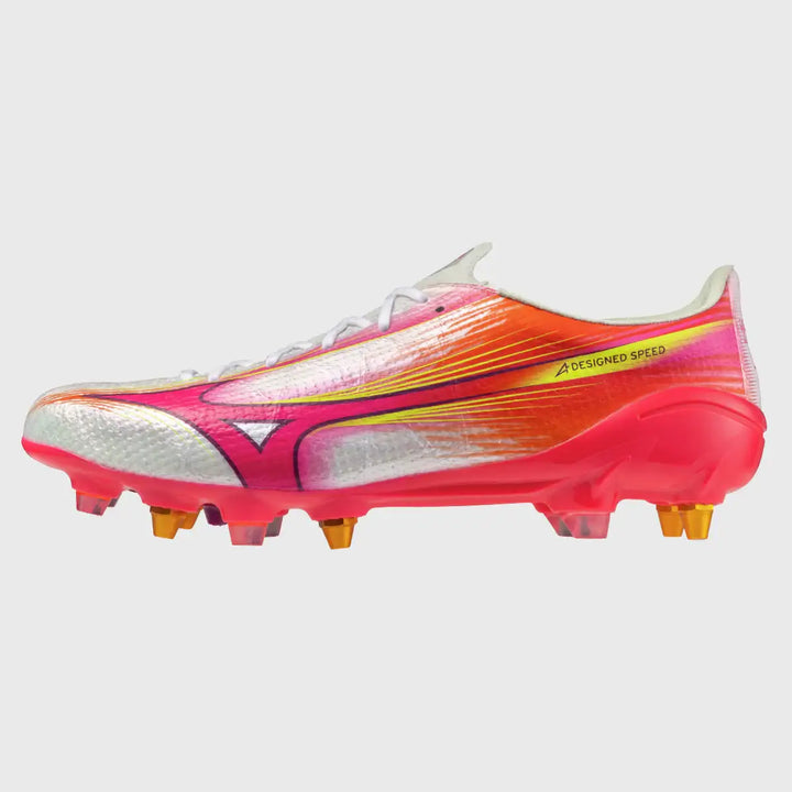 Mizuno α Alpha III Elite Mix Rugby Boots White/Pink Tetra - Rugbystuff.com