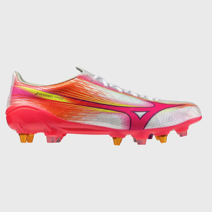 Mizuno α Alpha III Elite Mix Rugby Boots White/Pink Tetra - Rugbystuff.com