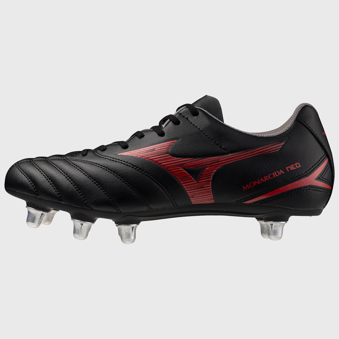 Mizuno Monarcida Neo III SI Rugby Boots Black/Red - Rugbystuff.com