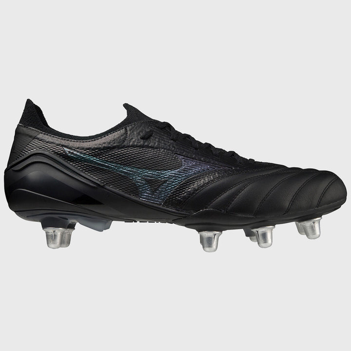 Mizuno Morelia Neo III Beta Elite SI Rugby Boots Black/Iridescent - Rugbystuff.com