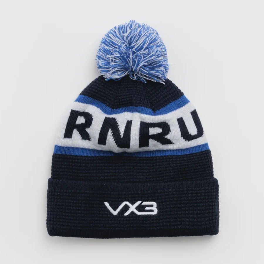 VX3 Royal Navy Rugby Bobble Beanie Hat Navy