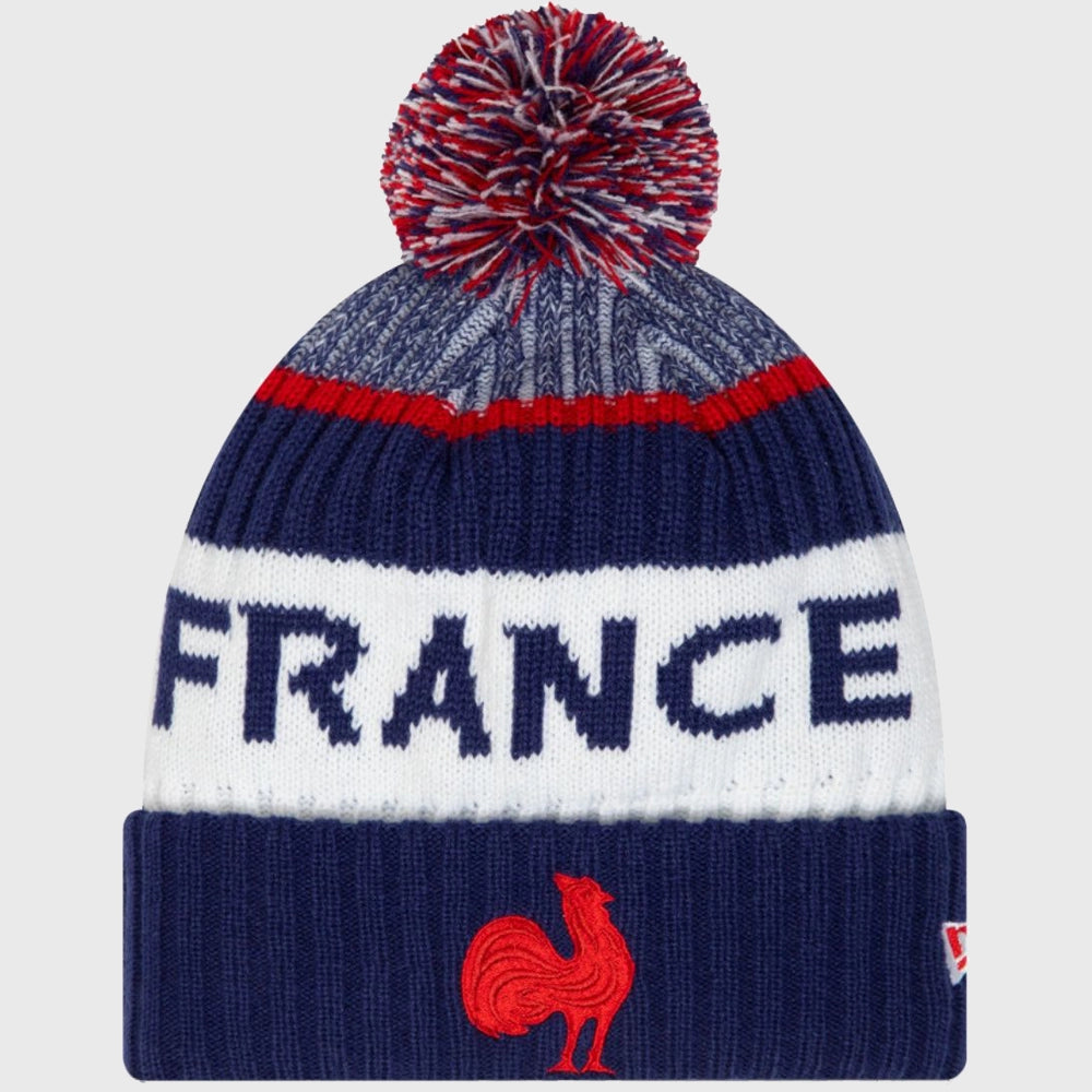 New Era France Rugby Bobble Beanie Hat - Rugbystuff.com