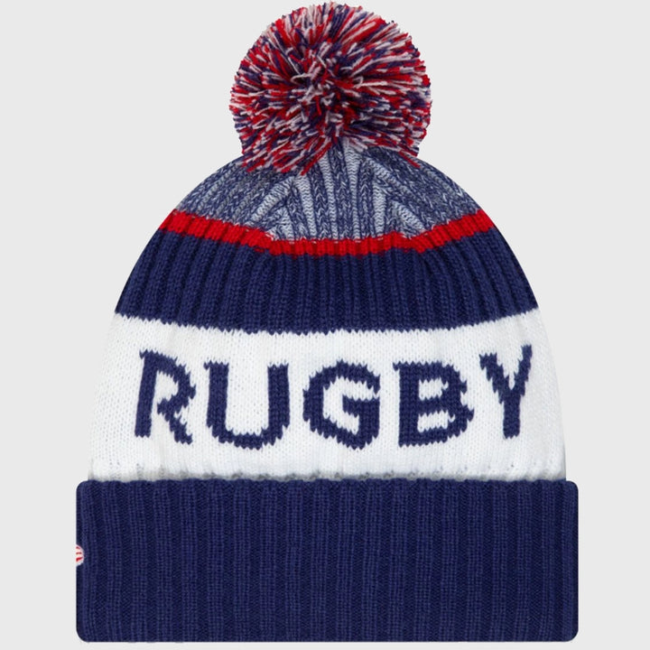 New Era France Rugby Bobble Beanie Hat - Rugbystuff.com