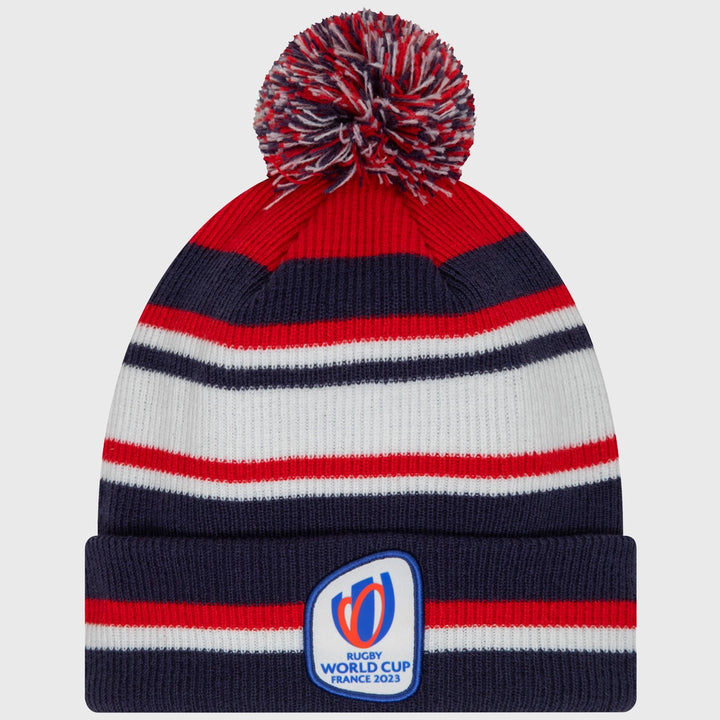 New Era Rugby World Cup 2023 Core Stripe Bobble Beanie Hat - Rugbystuff.com