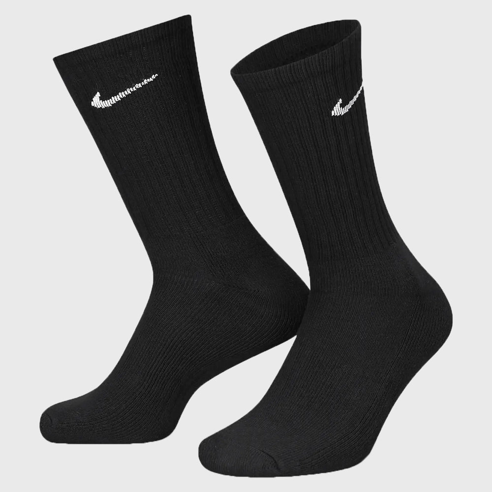 Nike Cushioned Training Crew Socks Black 3 Pack - Rugbystuff.com