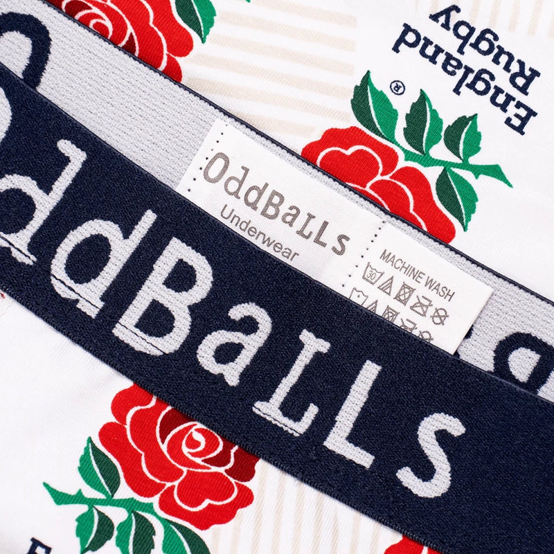 OddBalls England Rugby White Boxer Shorts - Rugbystuff.com