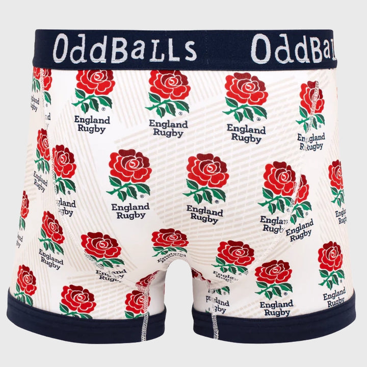 OddBalls England Rugby White Boxer Shorts - Rugbystuff.com