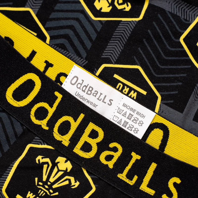 OddBalls Wales Rugby Black Boxer Shorts - Rugbystuff.com