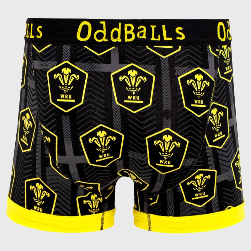 OddBalls Wales Rugby Black Boxer Shorts - Rugbystuff.com