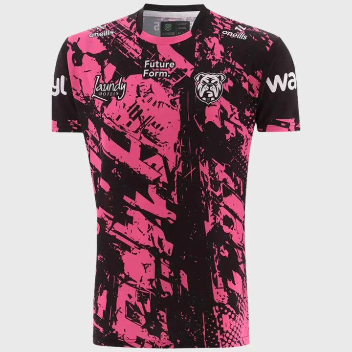 O'Neill's Bulldogs Men's Captain's Run Tee Black/Pink 2026 - Rugbystuff.com
