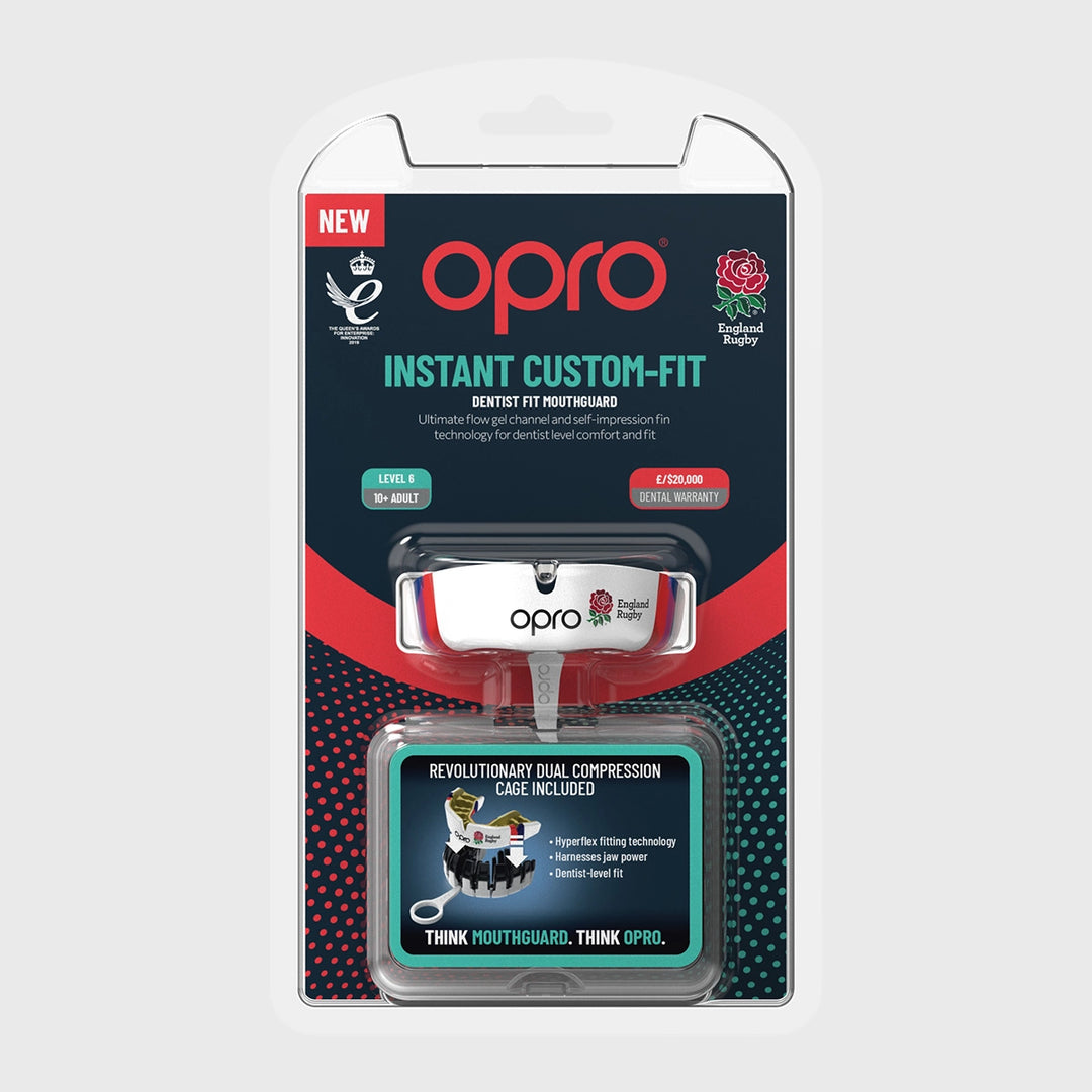 Opro Instant Custom-Fit England RFU Mouthguard - Rugbystuff.com