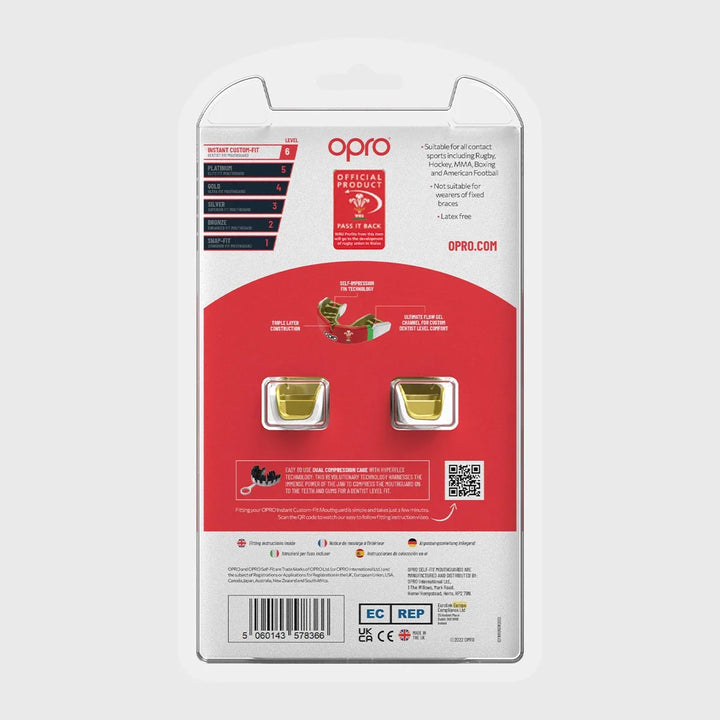 Opro Instant Custom-Fit Wales WRU Mouthguard - Rugbystuff.com