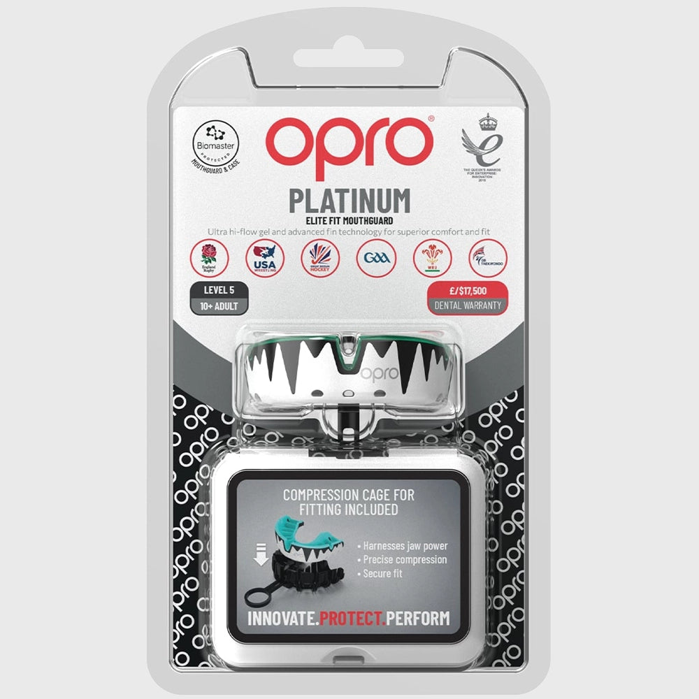Opro Platinum Mouthguard Mint Green/White/Black - Rugbystuff.com