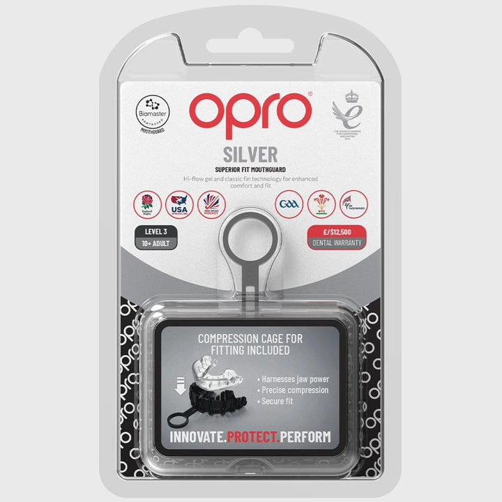 Opro Silver Gen4 Mouthguard Clear - Rugbystuff.com