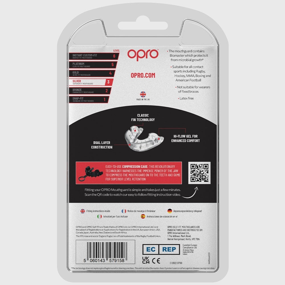 Opro Silver Gen4 Mouthguard Clear - Rugbystuff.com