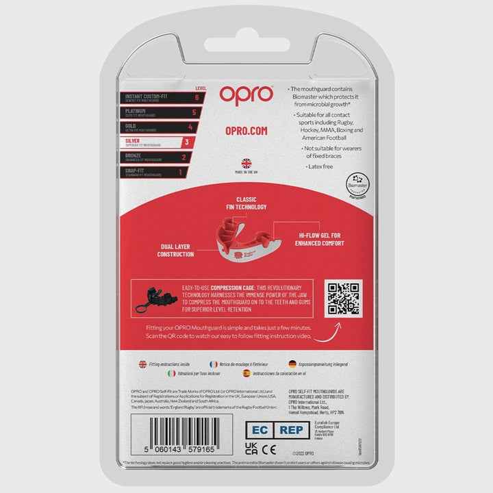 Opro Silver Gen4 Mouthguard England - Rugbystuff.com