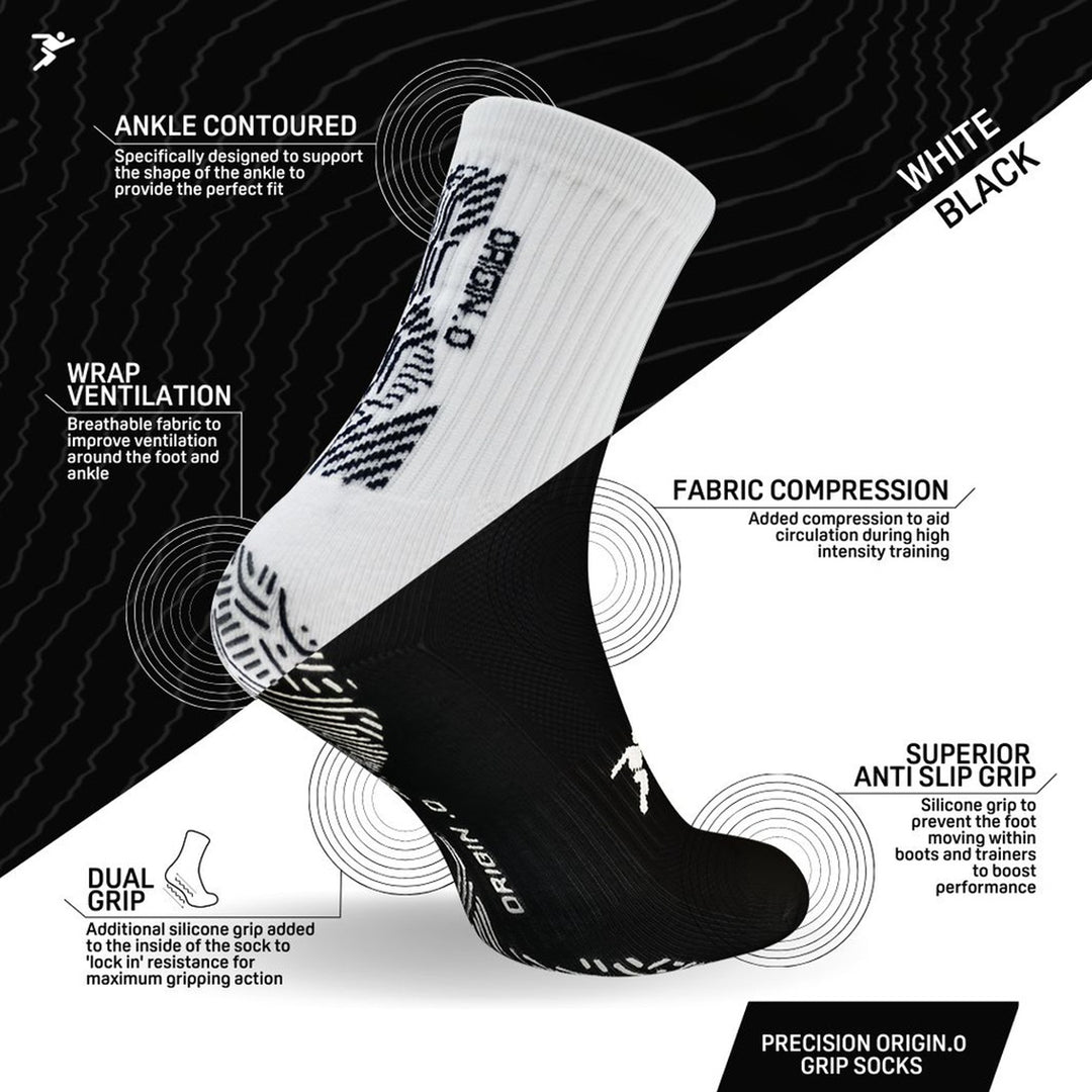 Precision Origin.0 Adult Rugby Grip Socks Black