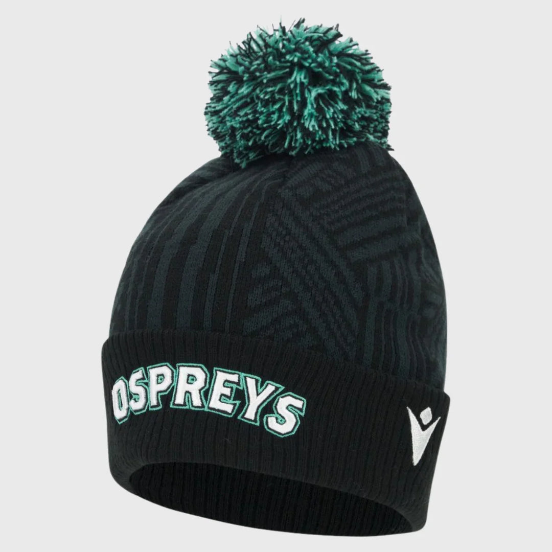 Macron Ospreys Rugby Bobble Beanie Hat 2025/26 - Rugbystuff.com