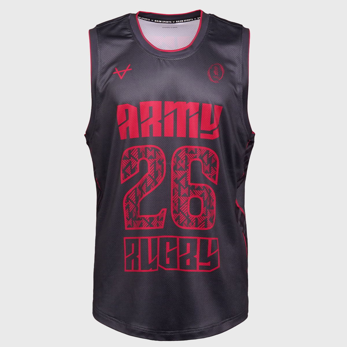 Oxen British Army Rugby Basketball Singlet Charcoal/Red