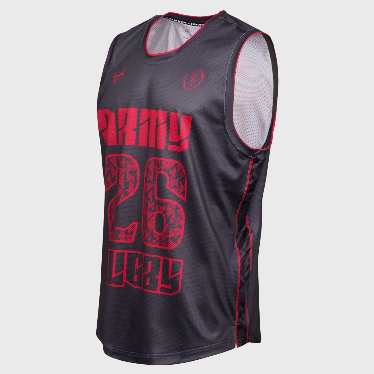 Oxen British Army Rugby Basketball Singlet Charcoal/Red