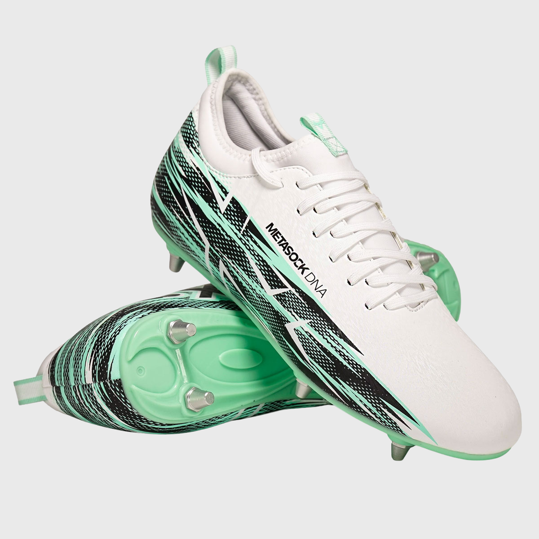 Oxen Meta X 6 Stud Youth Rugby Boots Cool Mint White - Rugbystuff.com