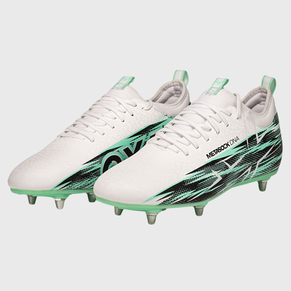 Oxen Meta X 6 Stud Youth Rugby Boots Cool Mint White - Rugbystuff.com