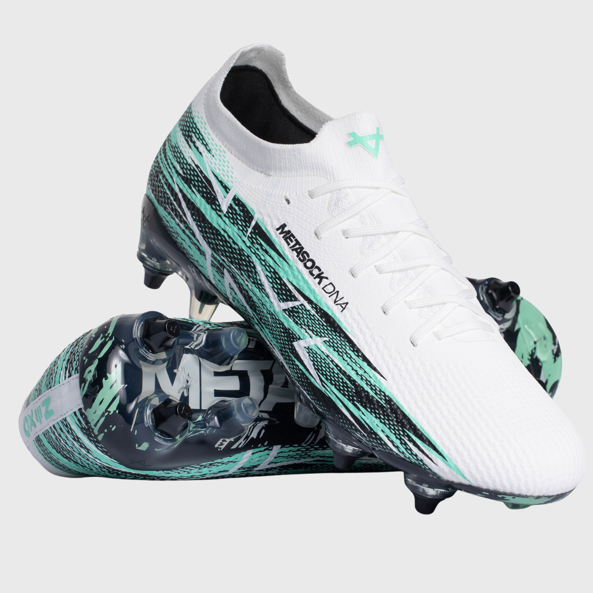 Oxen Metasock SG Rugby Boots Cool Mint White