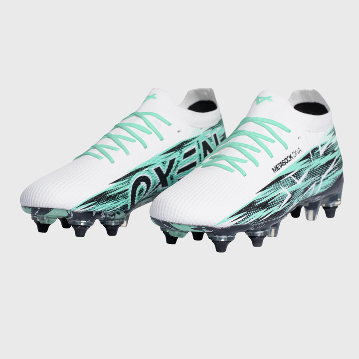 Oxen Metasock SG Rugby Boots Cool Mint White