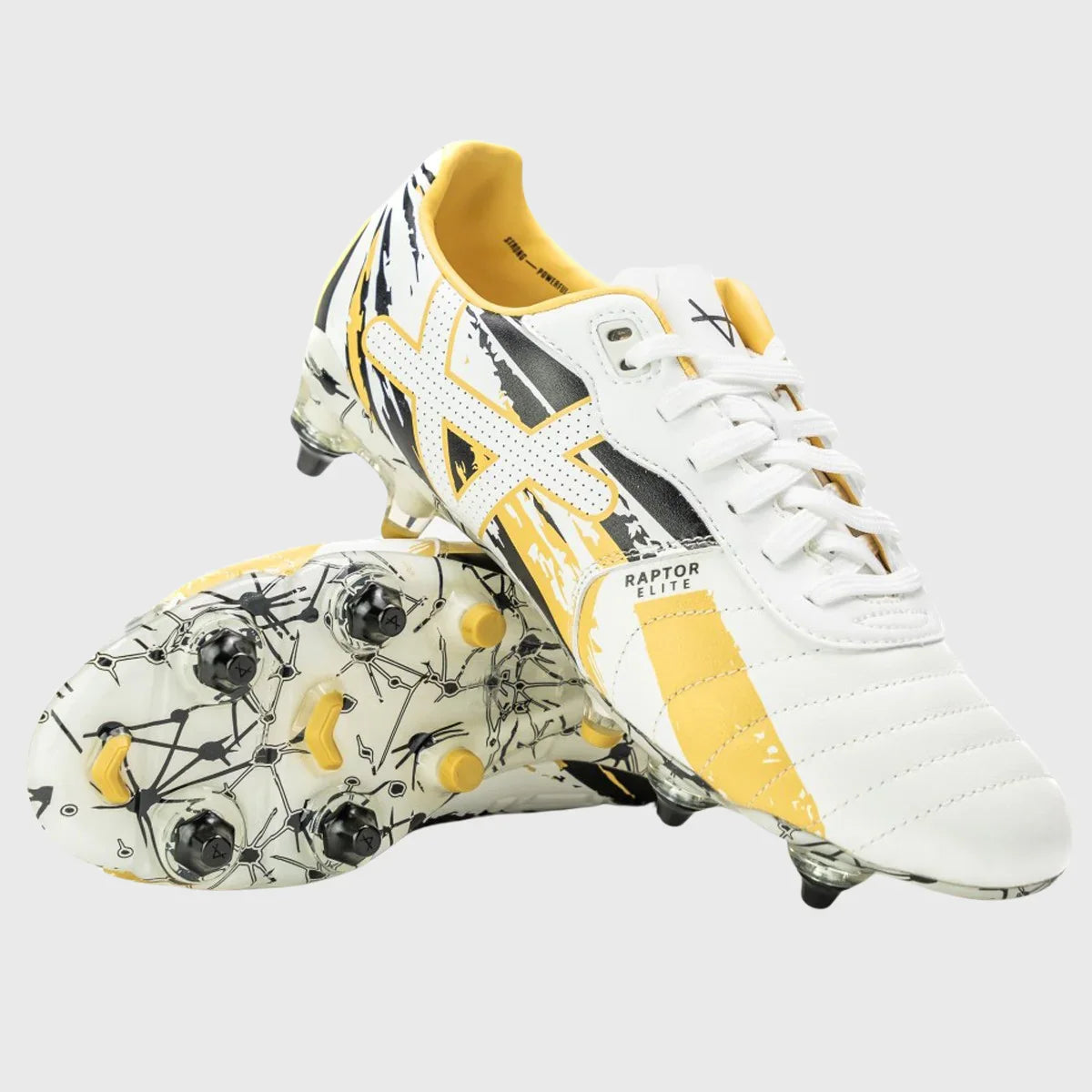 OXEN Raptor Elite AG Rugby Boots White Gold Black