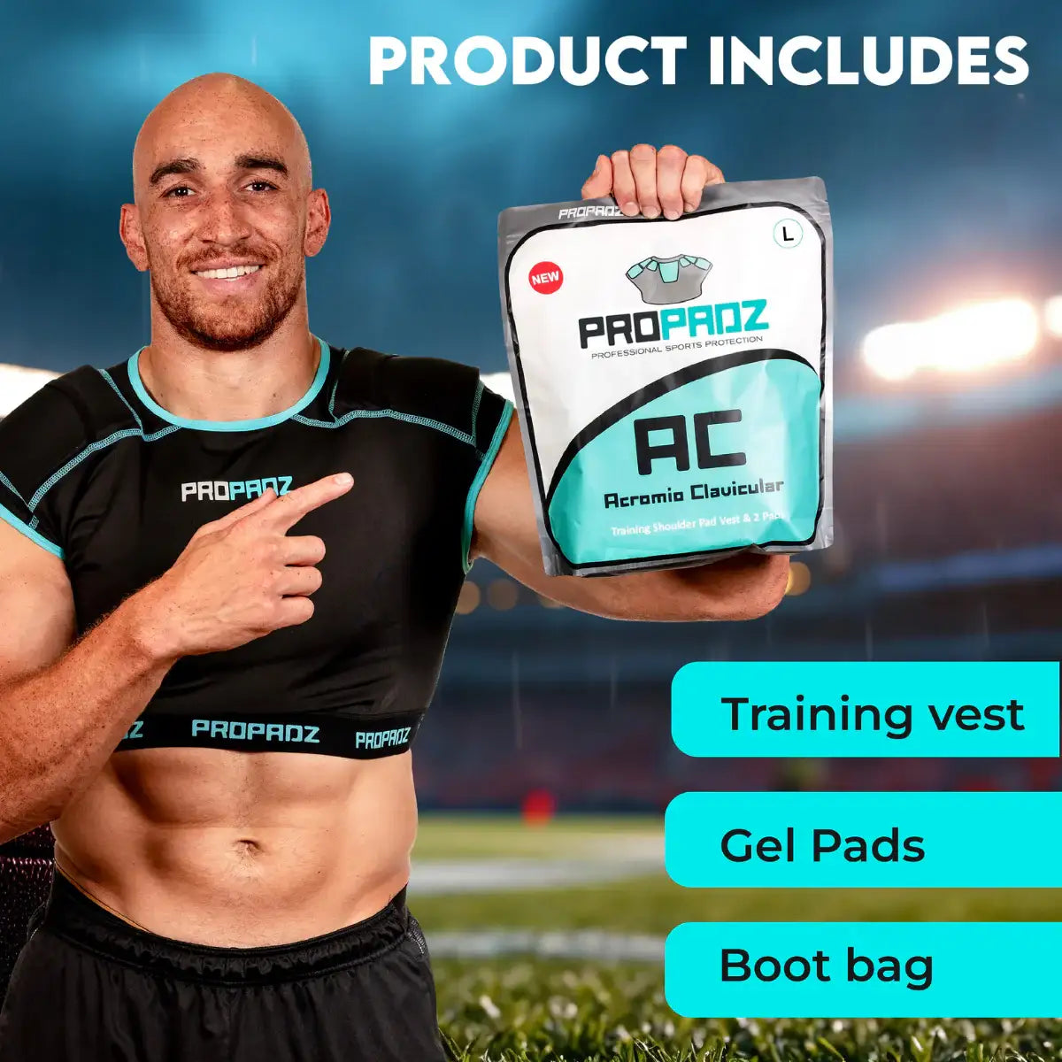 Propadz AC Gel Rugby Shoulder Pads, view 5