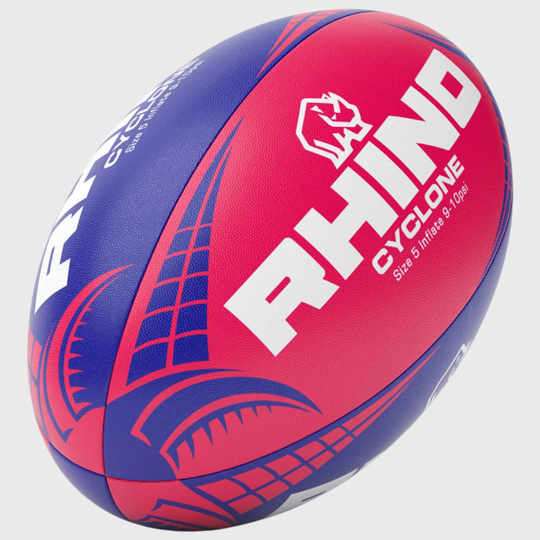 Rhino Cyclone Training Rugby Ball Blue/Pink - Rugbystuff.com