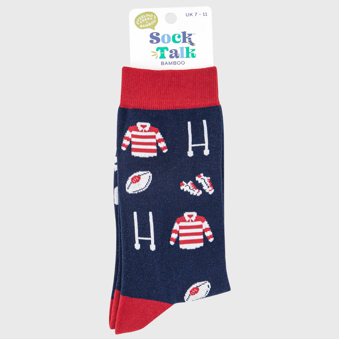 Men's Rugby Kit Bamboo Socks Navy/Red