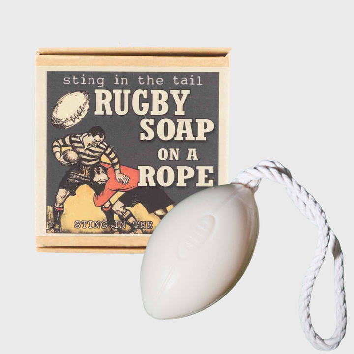 Rugby Ball Soap on a Rope