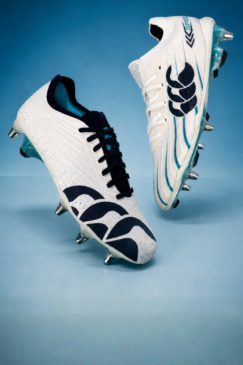 Rugby Boots with blue background