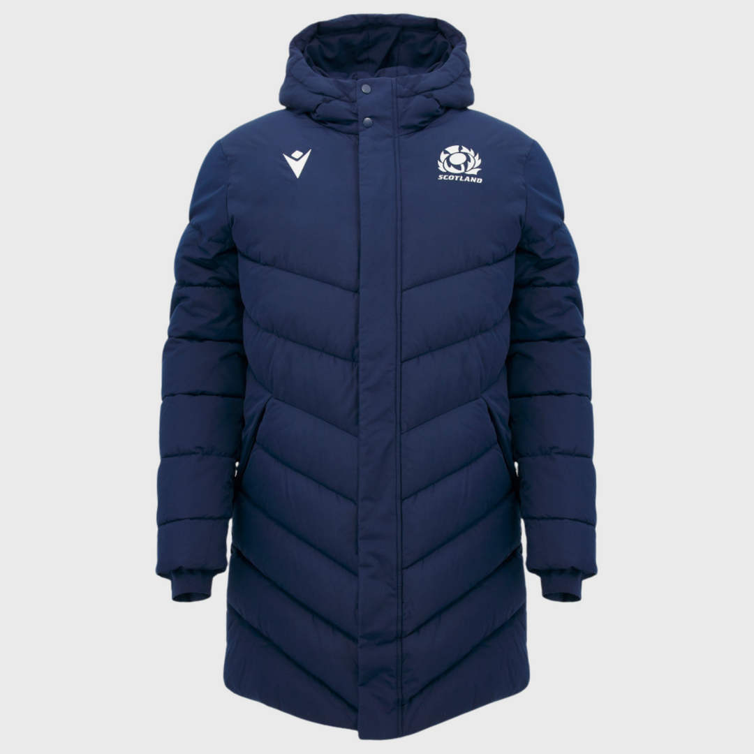 Macron Scotland Rugby 3/4 Length Padded Jacket Navy/White 2026/27