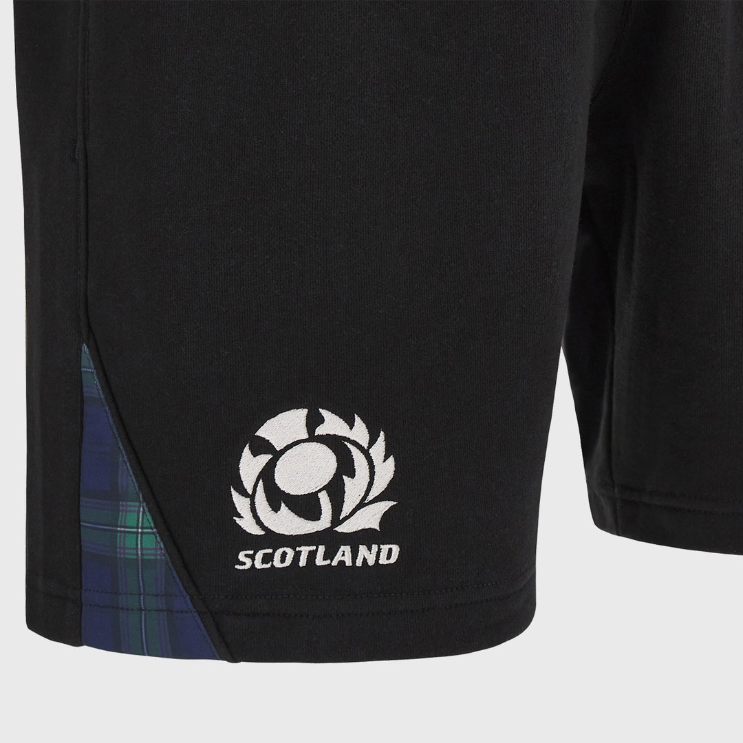Macron Scotland Rugby Cotton Bermuda Shorts Black/Tartan - Rugbystuff.com