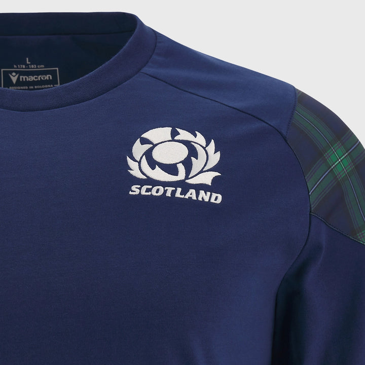 Macron Scotland Rugby Kid's Short Sleeve Cotton Tee Blurple/Tartan - Rugbystuff.com