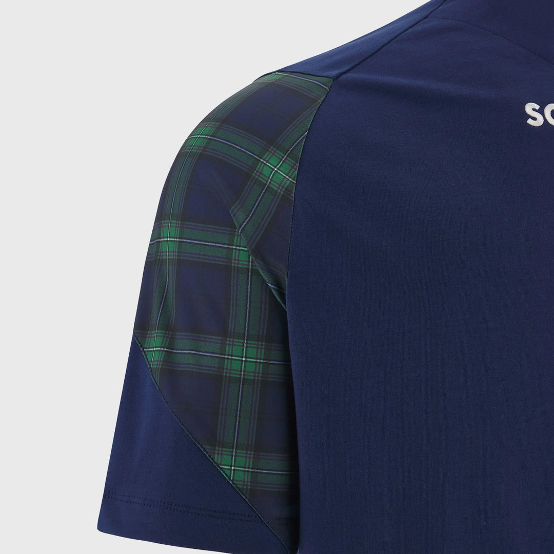 Macron Scotland Rugby Kid's Short Sleeve Cotton Tee Blurple/Tartan - Rugbystuff.com