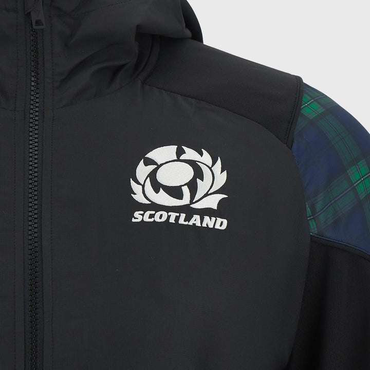 Macron Scotland Rugby Full Zip Hoody Black/Tartan - Rugbystuff.com