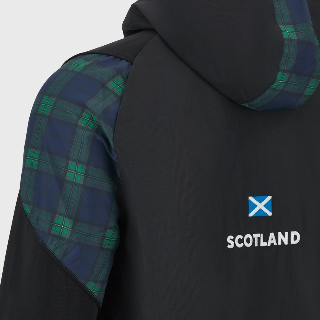 Macron Scotland Rugby Full Zip Hoody Black/Tartan - Rugbystuff.com