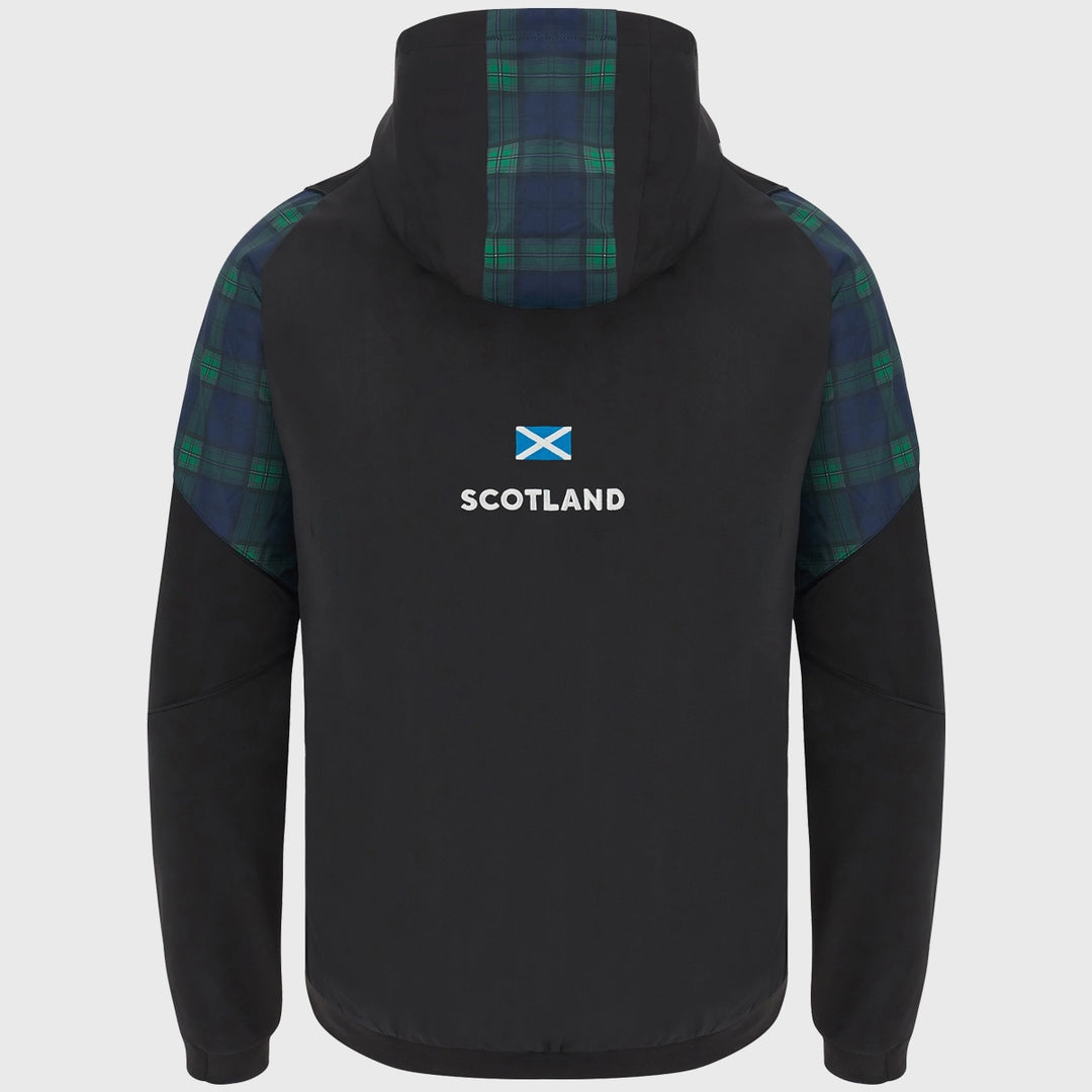 Macron Scotland Rugby Full Zip Hoody Black/Tartan - Rugbystuff.com