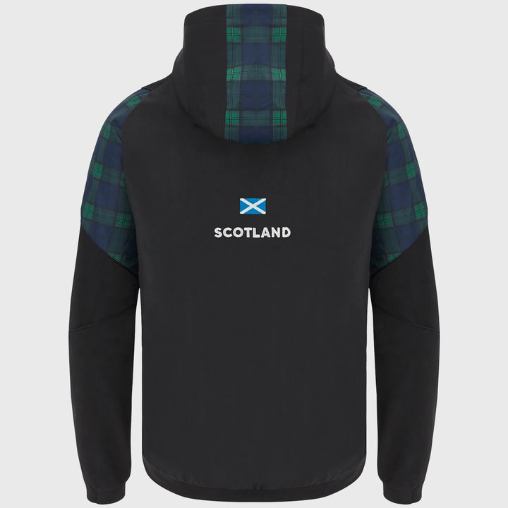 Macron Scotland Rugby Full Zip Hoody Black/Tartan - Rugbystuff.com