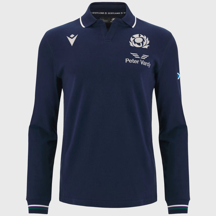 Macron Scotland Men's Home Cotton Long Sleeve Rugby Shirt 2023/24 - Rugbystuff.com