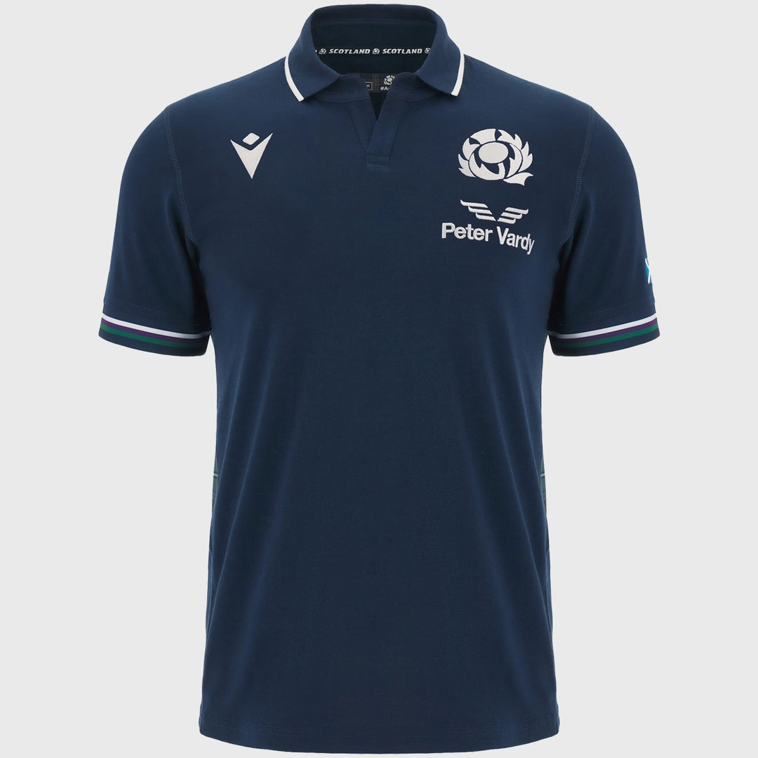 Macron Scotland Men's Home Cotton Short Sleeve Rugby Shirt 2023/24 - Rugbystuff.com