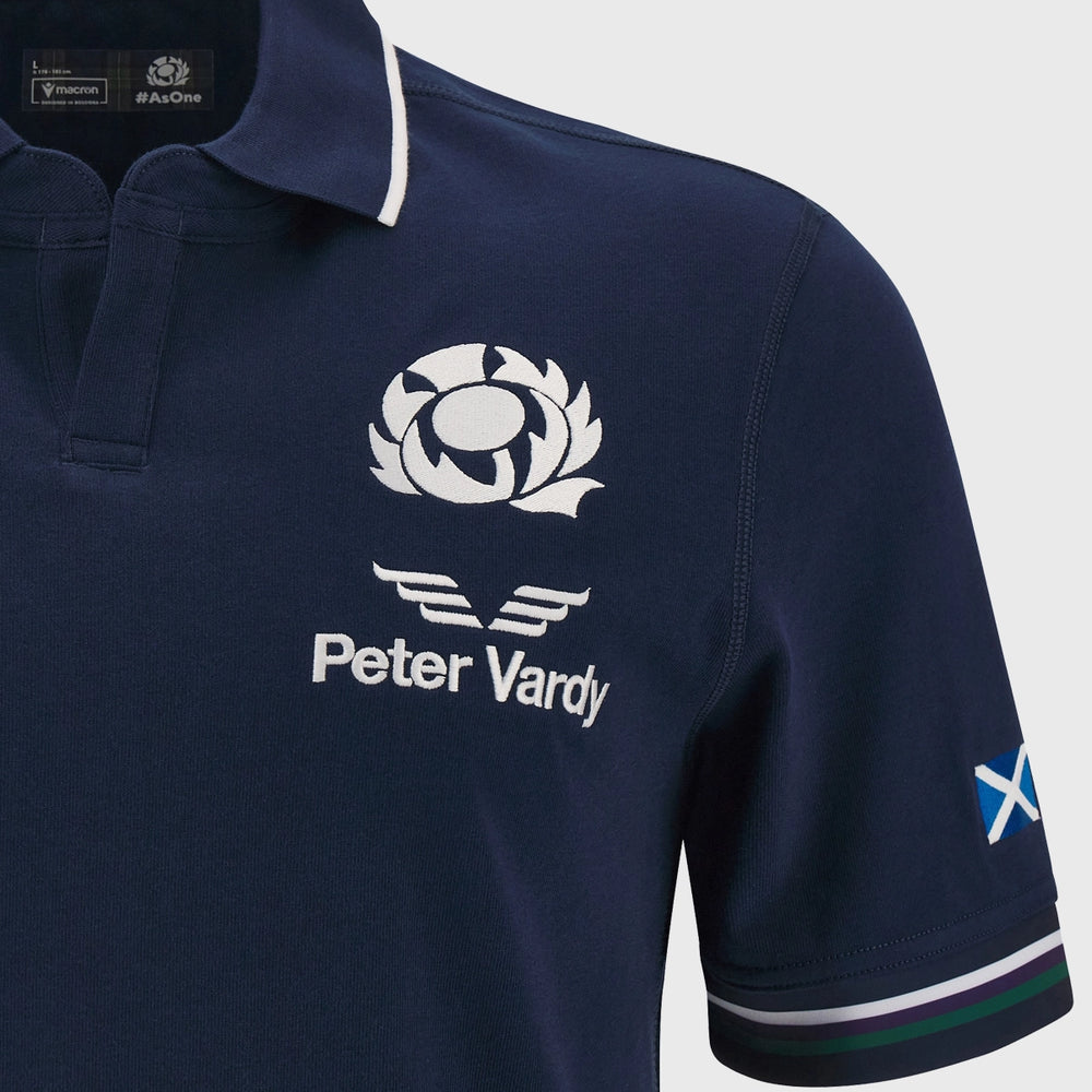 Macron Scotland Men's Home Cotton Short Sleeve Rugby Shirt 2023/24 - Rugbystuff.com