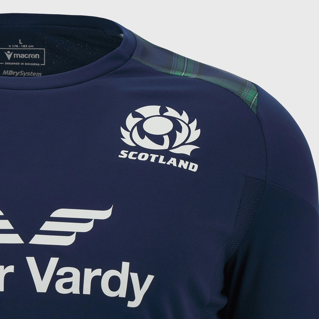 Macron Scotland Rugby Long Sleeve Poly Dry Tee Blurple/Tartan - Rugbystuff.com